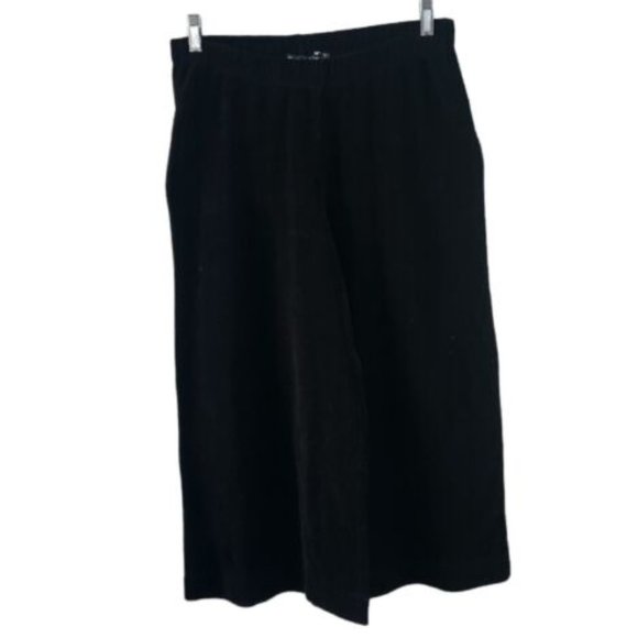 Gudrun Sjoden Pants - Gudrun Sjoden Black Velour Velvet Wide Leg Cropped Ankle Pants Size Medium